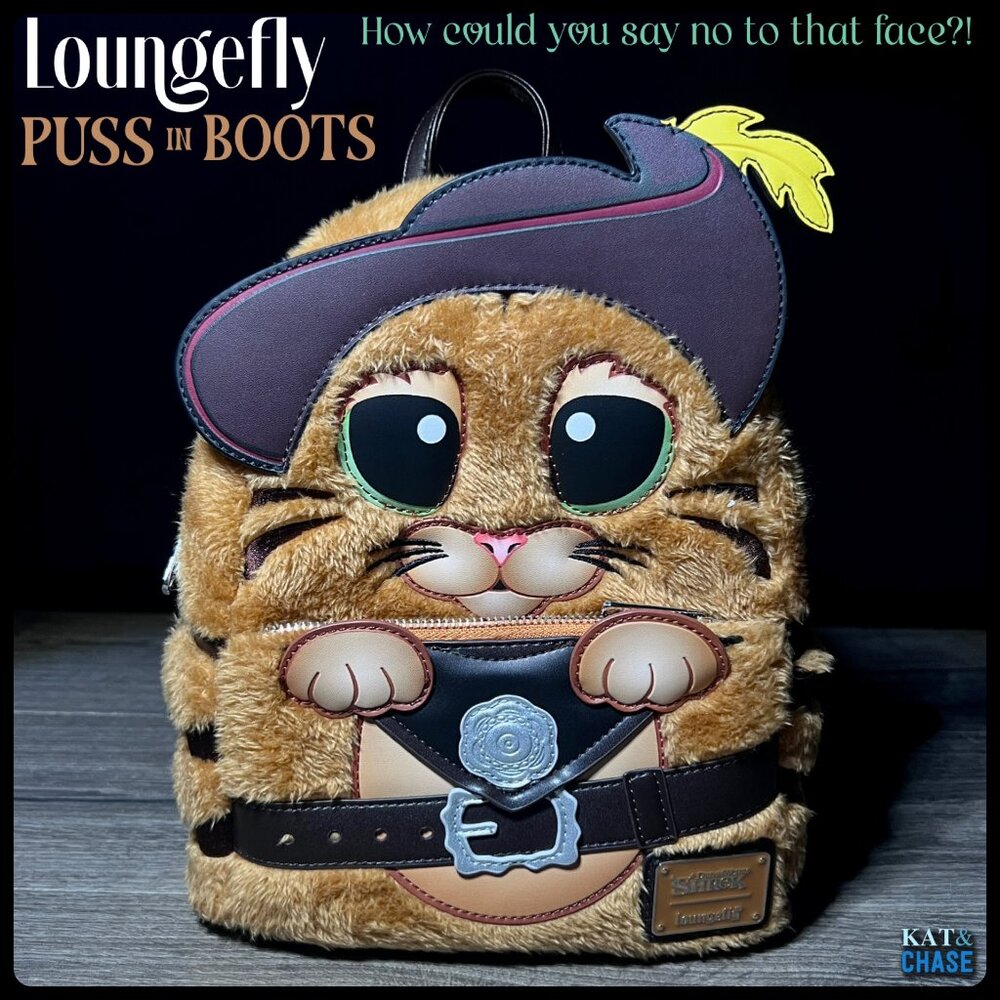 Loungefly Shrek Puss in Boots Cosplay Mini Backpack Cat Dreamworks Movie Tv